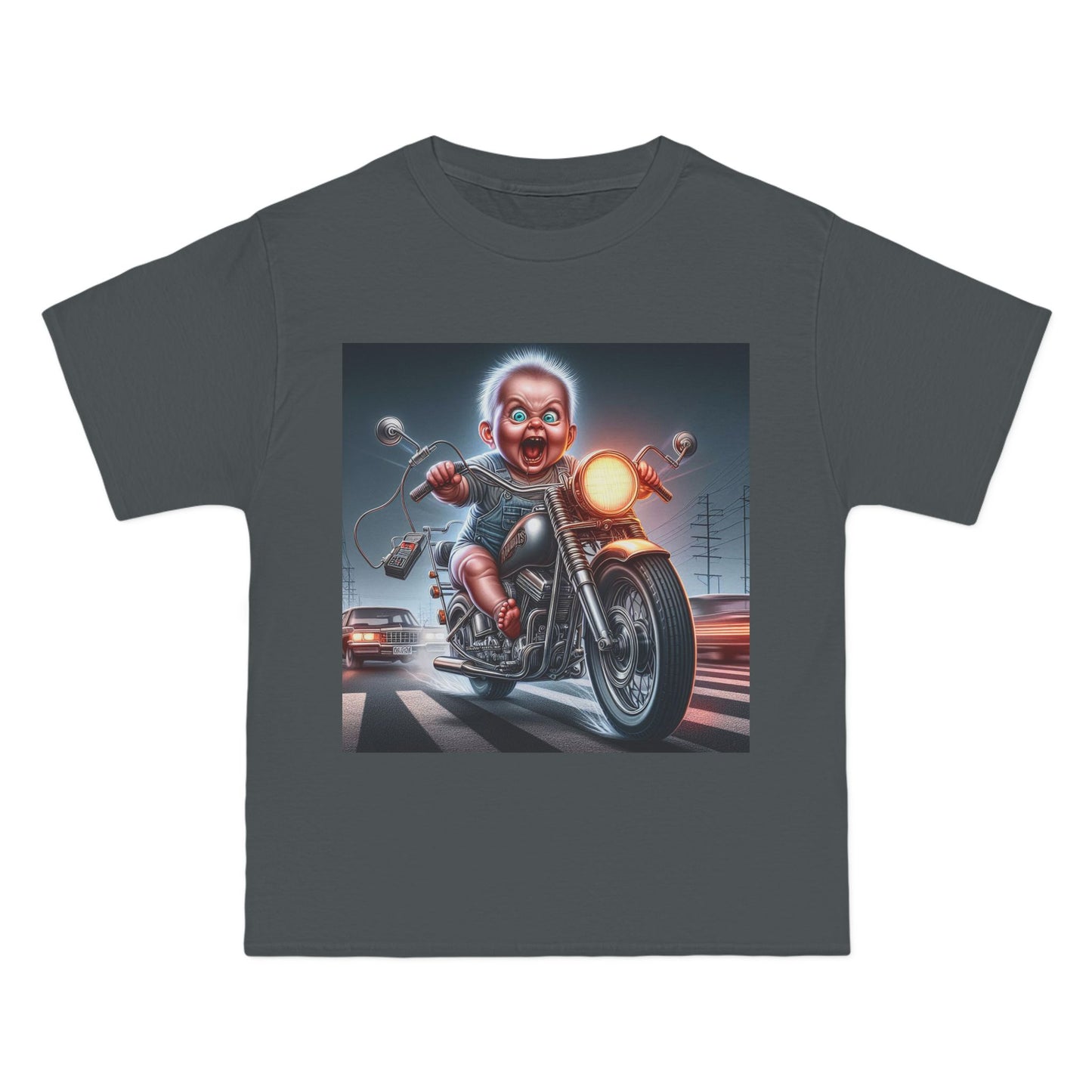 Crazy Baby Riding a Motorcycle T-Shirt — Funny Retro Baby Biker Tee