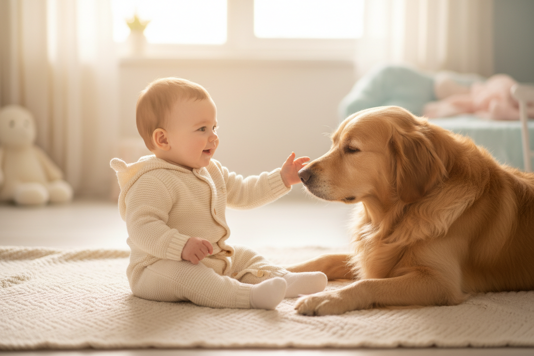 Baby Reaches for Dog First