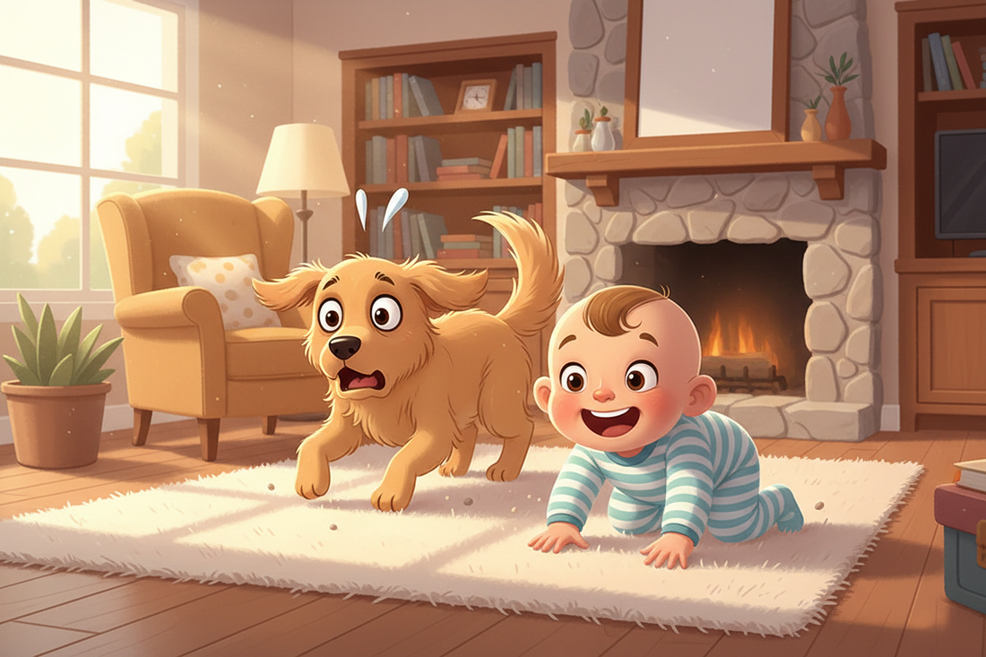 Baby’s First Crawl and Dog’s First Panic