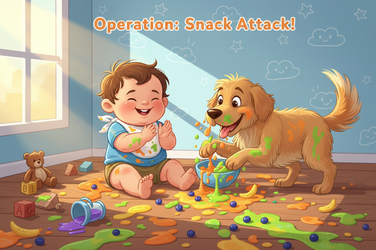 Baby Spills, Dog Spreads It Further