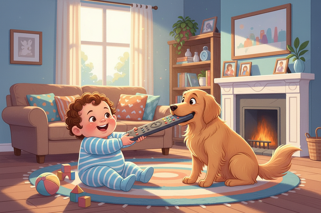 Baby vs Dog Over Remote Control