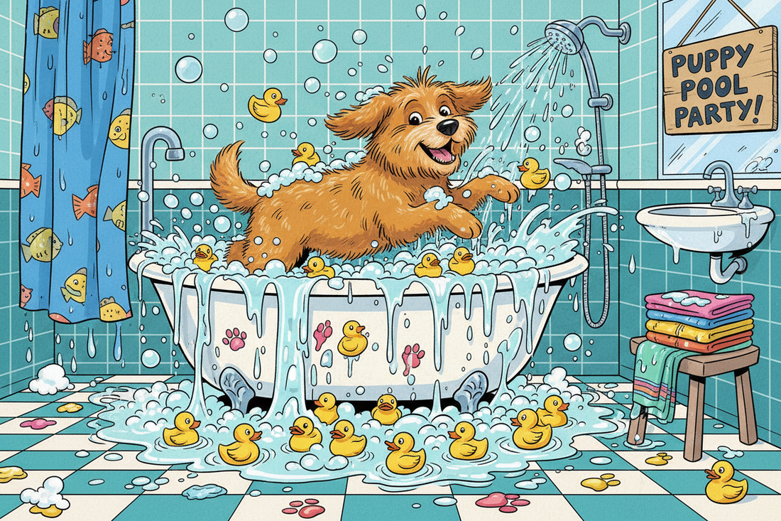Bath Time Flood Featuring Dog