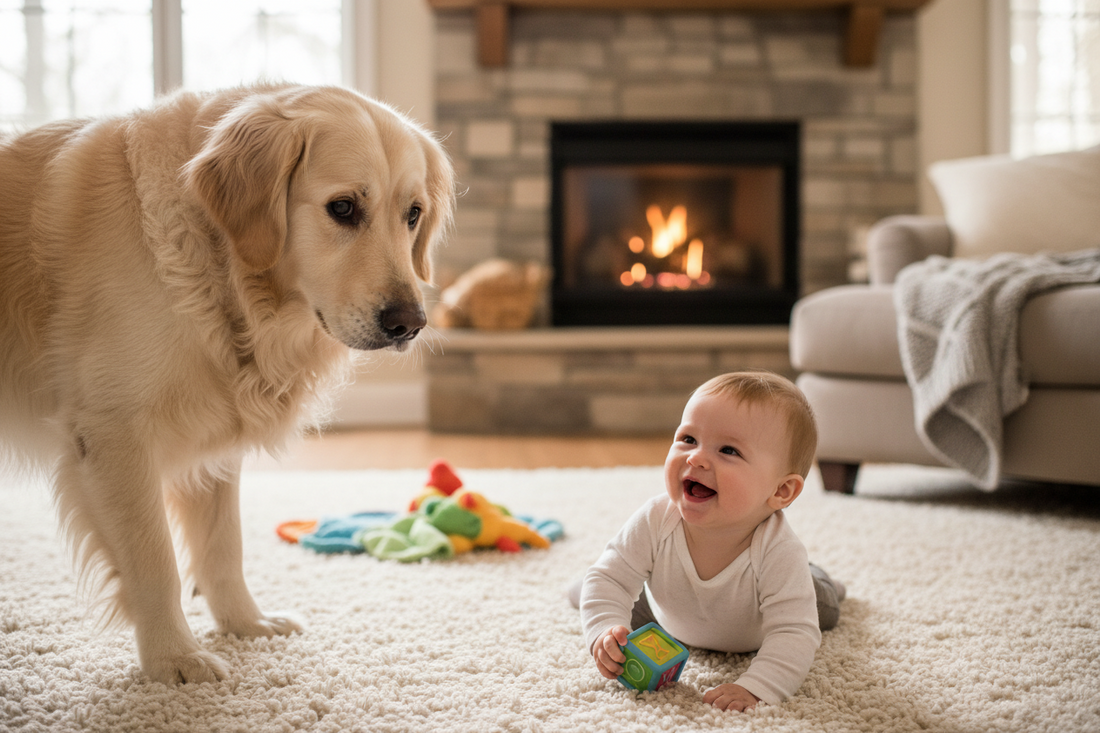 Dog Reacts to Baby Falling Over (Concern + Confusion)