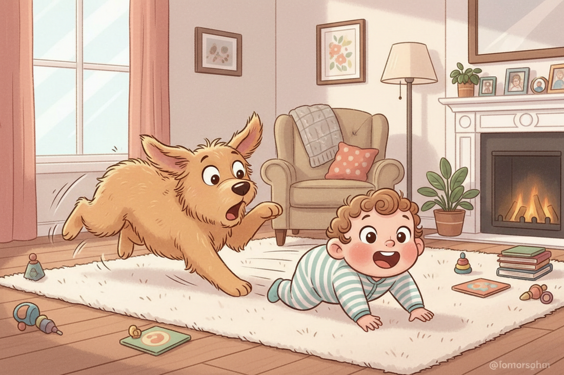 Dog’s Reaction to Baby Crawling Too Fast