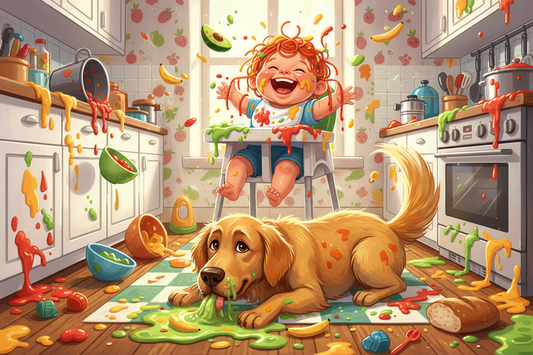 Food Everywhere: Baby + Dog Combo Disaster