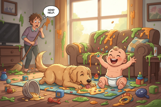 Mess Cleanup With Baby and Dog Is Impossible