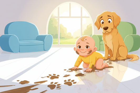 Muddy Paw Prints + Crawling Baby = Disaster