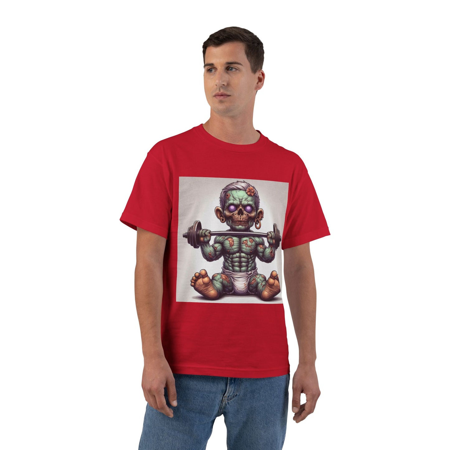 Weightlifting Zombie Baby T-Shirt — Funny Gym Skull Infant Design