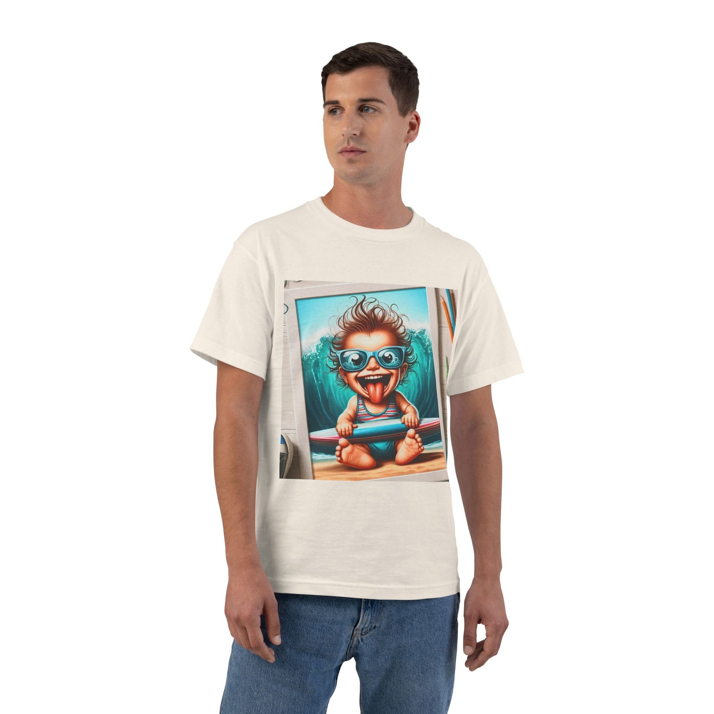 Surfing Baby T-Shirt — Crazy Baby with Surfboard Design