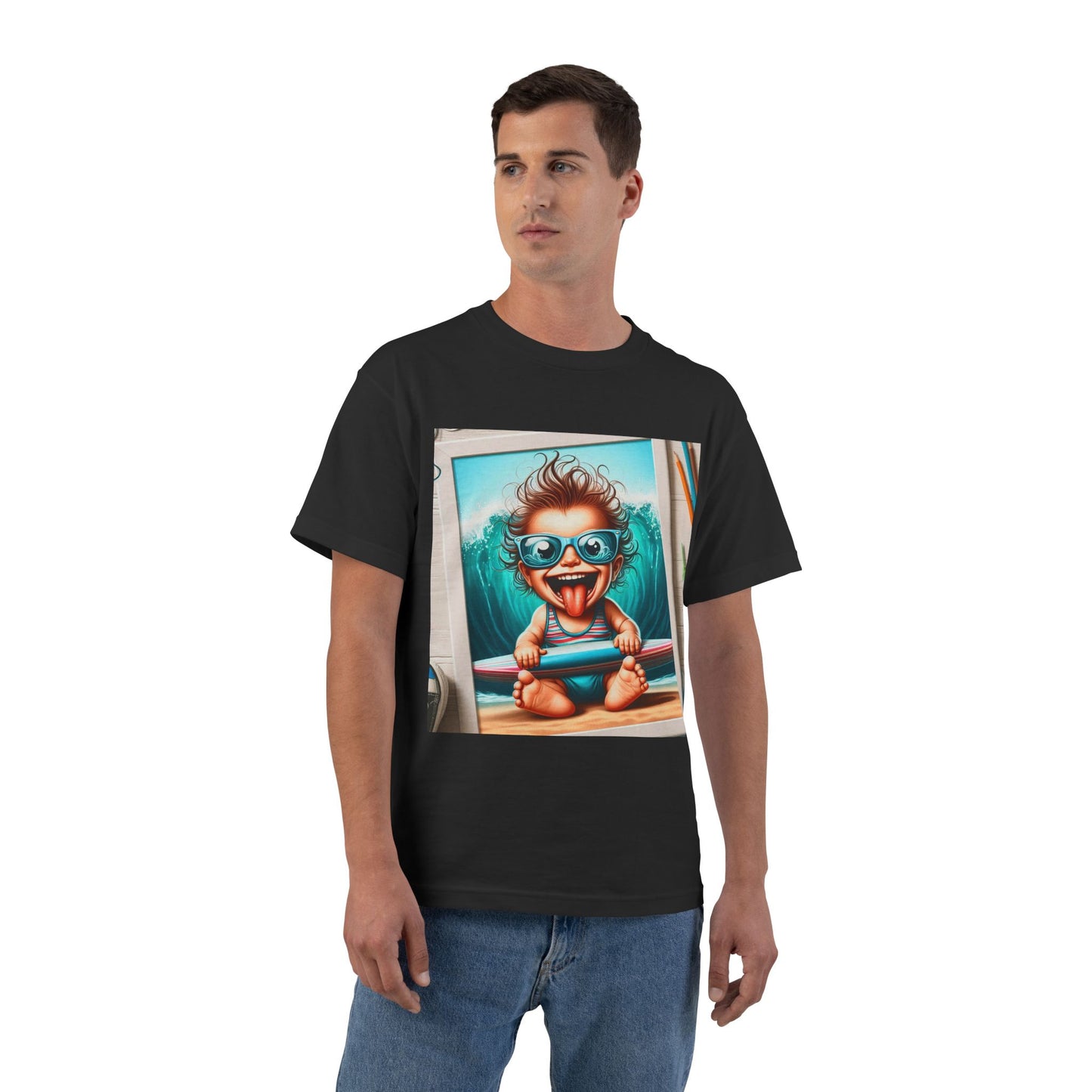Surfing Baby T-Shirt — Crazy Baby with Surfboard Design