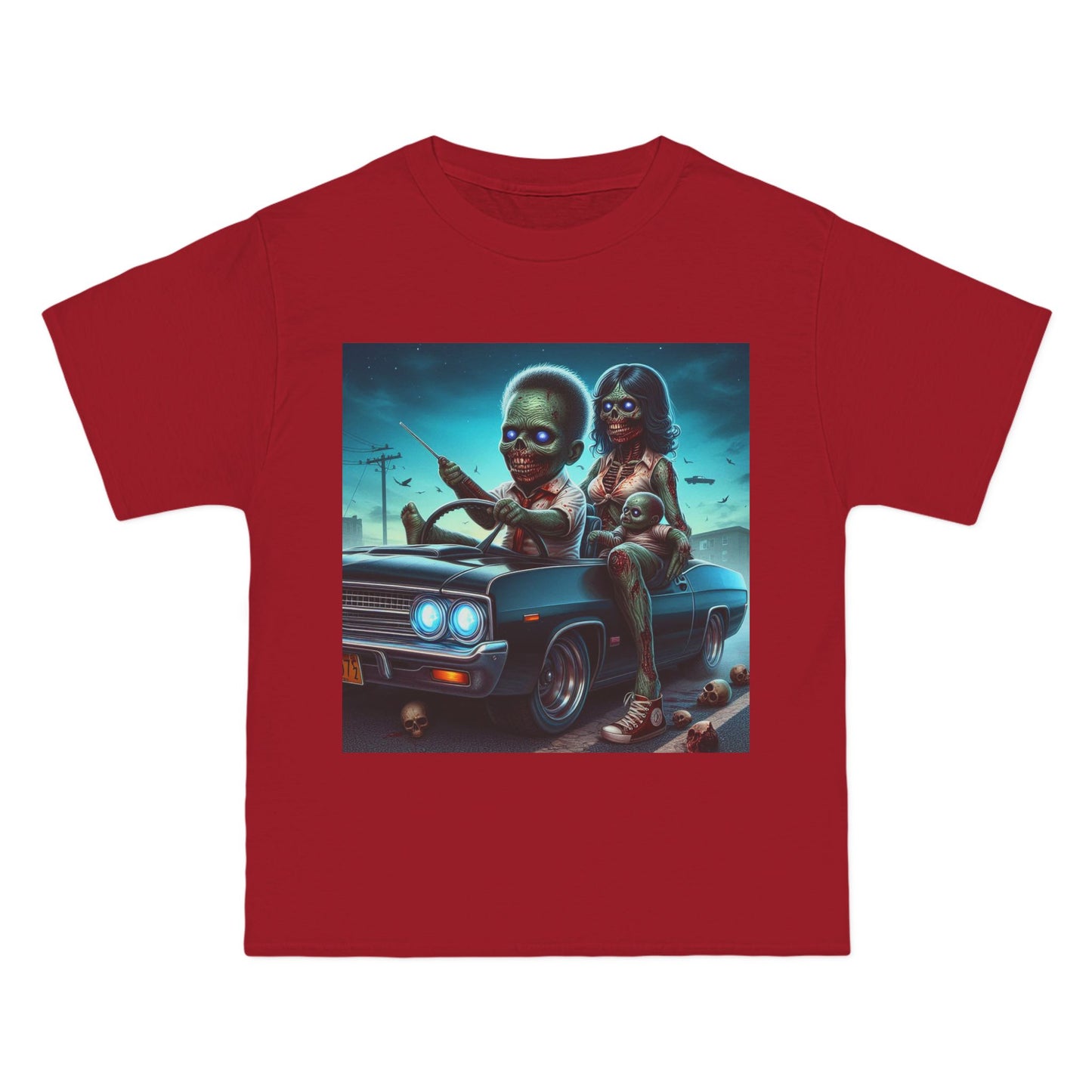 Zombie Baby Family Car T-Shirt — Cute Spooky Driving Crew Tee