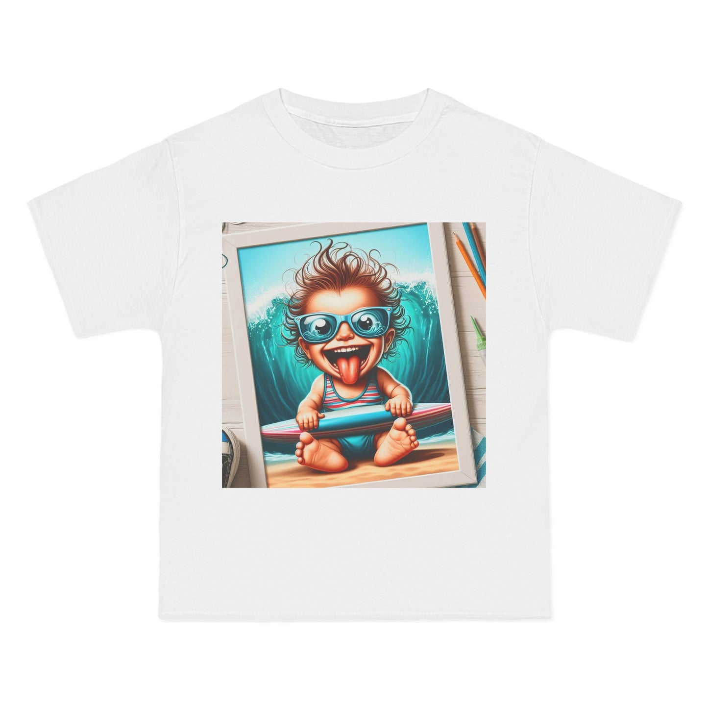 Surfing Baby T-Shirt — Crazy Baby with Surfboard Design