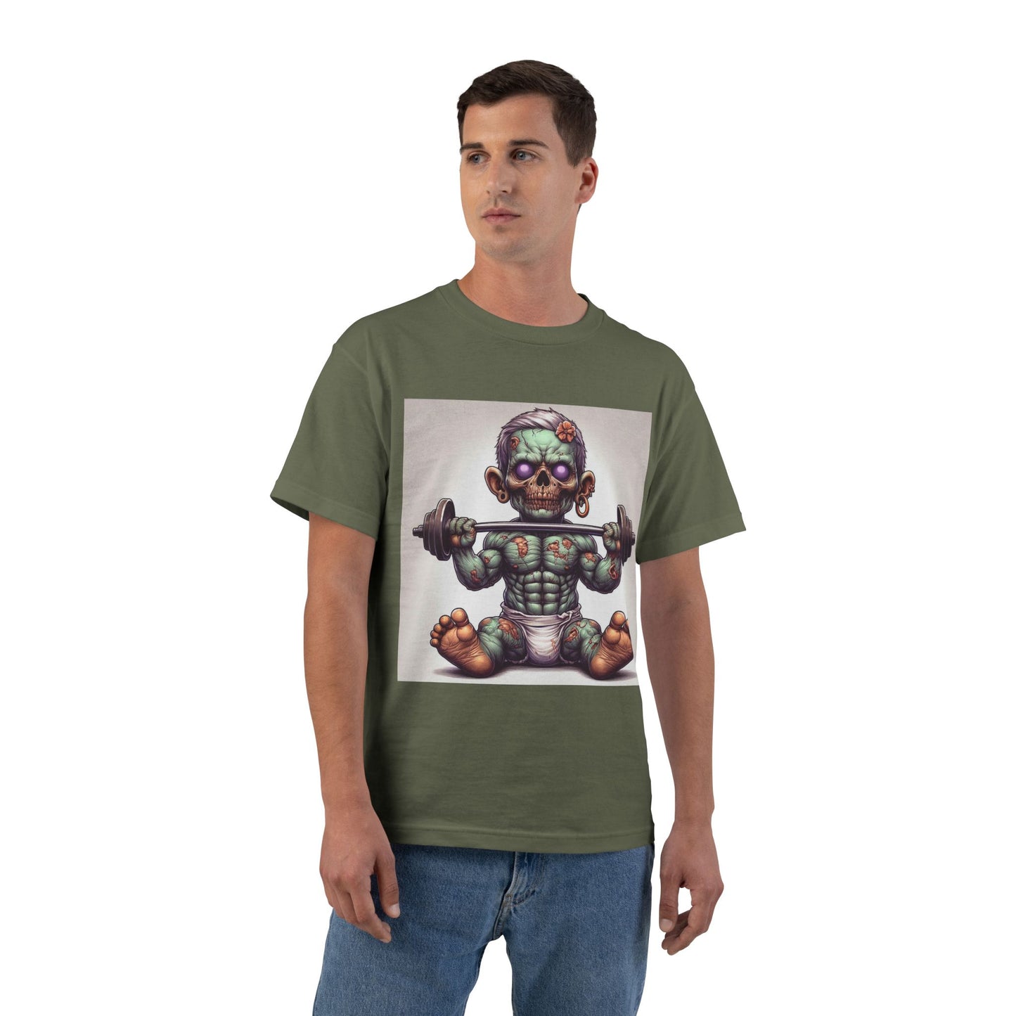 Weightlifting Zombie Baby T-Shirt — Funny Gym Skull Infant Design