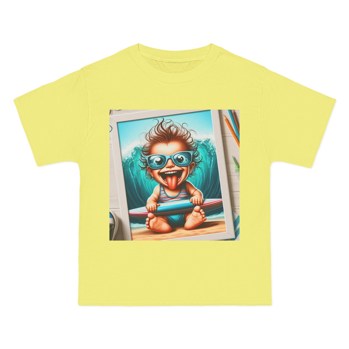 Surfing Baby T-Shirt — Crazy Baby with Surfboard Design
