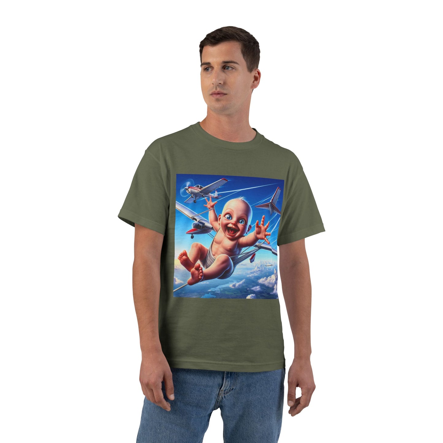 Baby Parachute Graphic T-Shirt — Cute Baby Parachuting Design