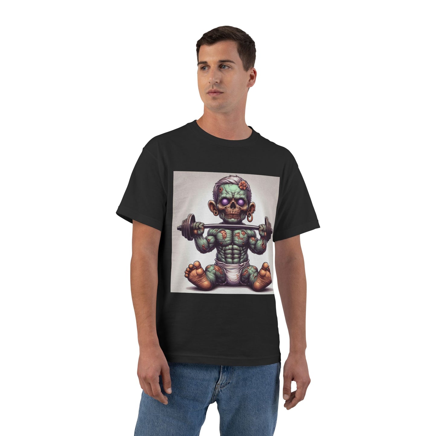 Weightlifting Zombie Baby T-Shirt — Funny Gym Skull Infant Design