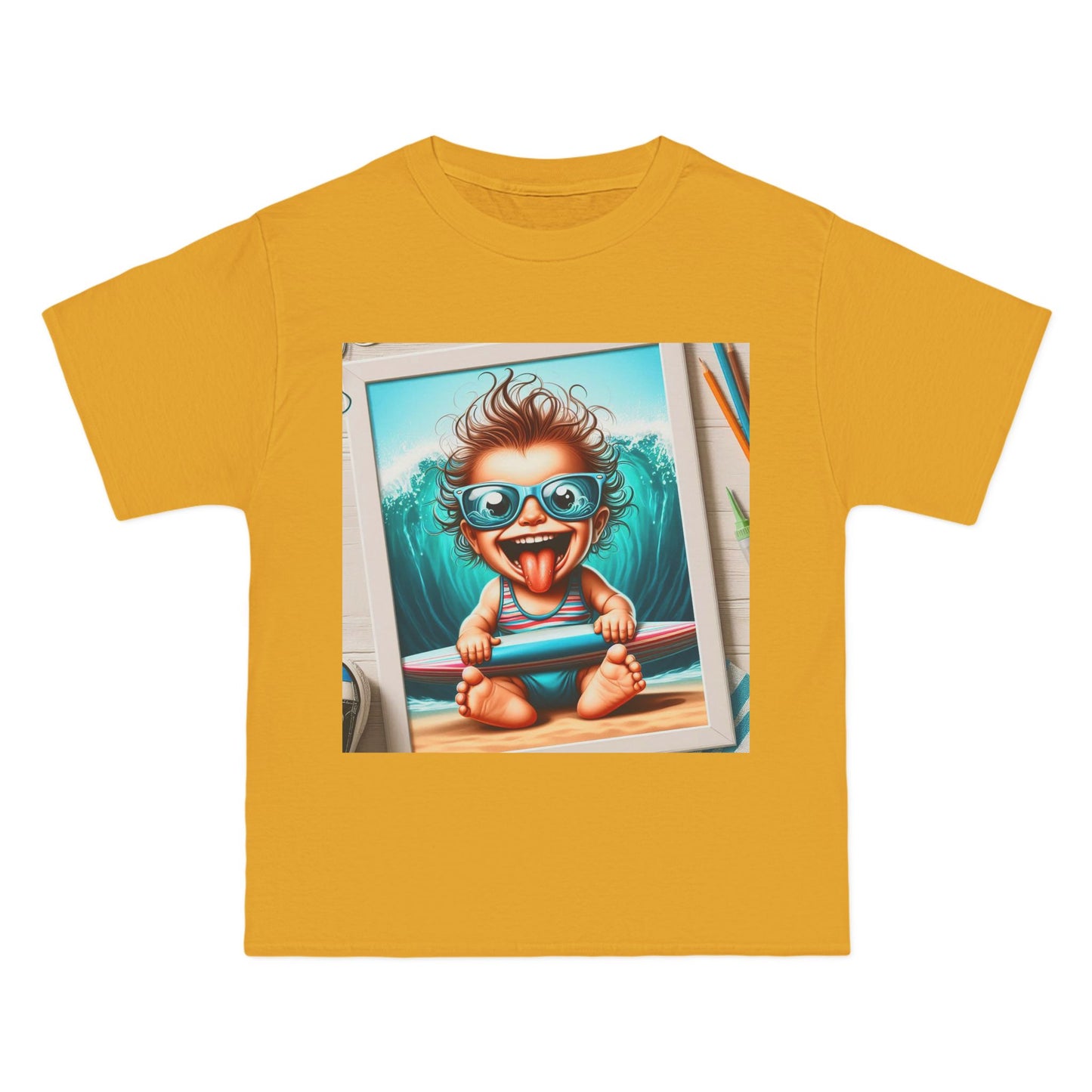 Surfing Baby T-Shirt — Crazy Baby with Surfboard Design
