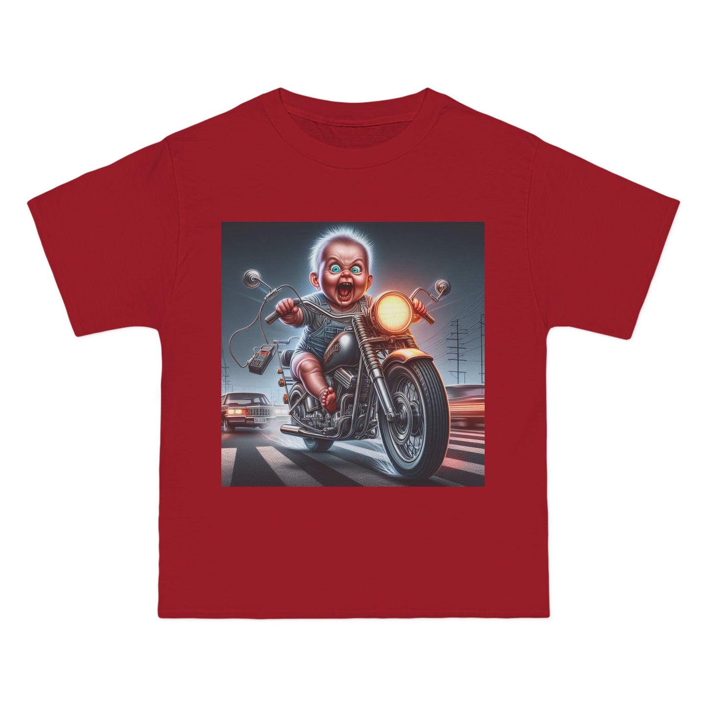 Crazy Baby Riding a Motorcycle T-Shirt — Funny Retro Baby Biker Tee