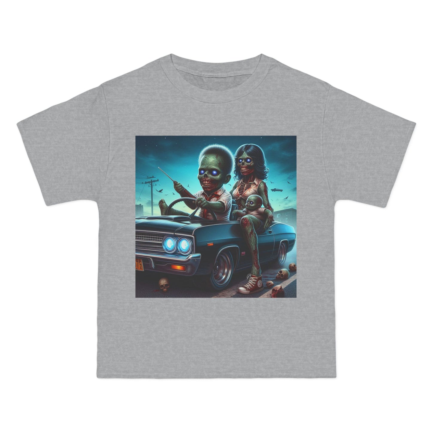 Zombie Baby Family Car T-Shirt — Cute Spooky Driving Crew Tee