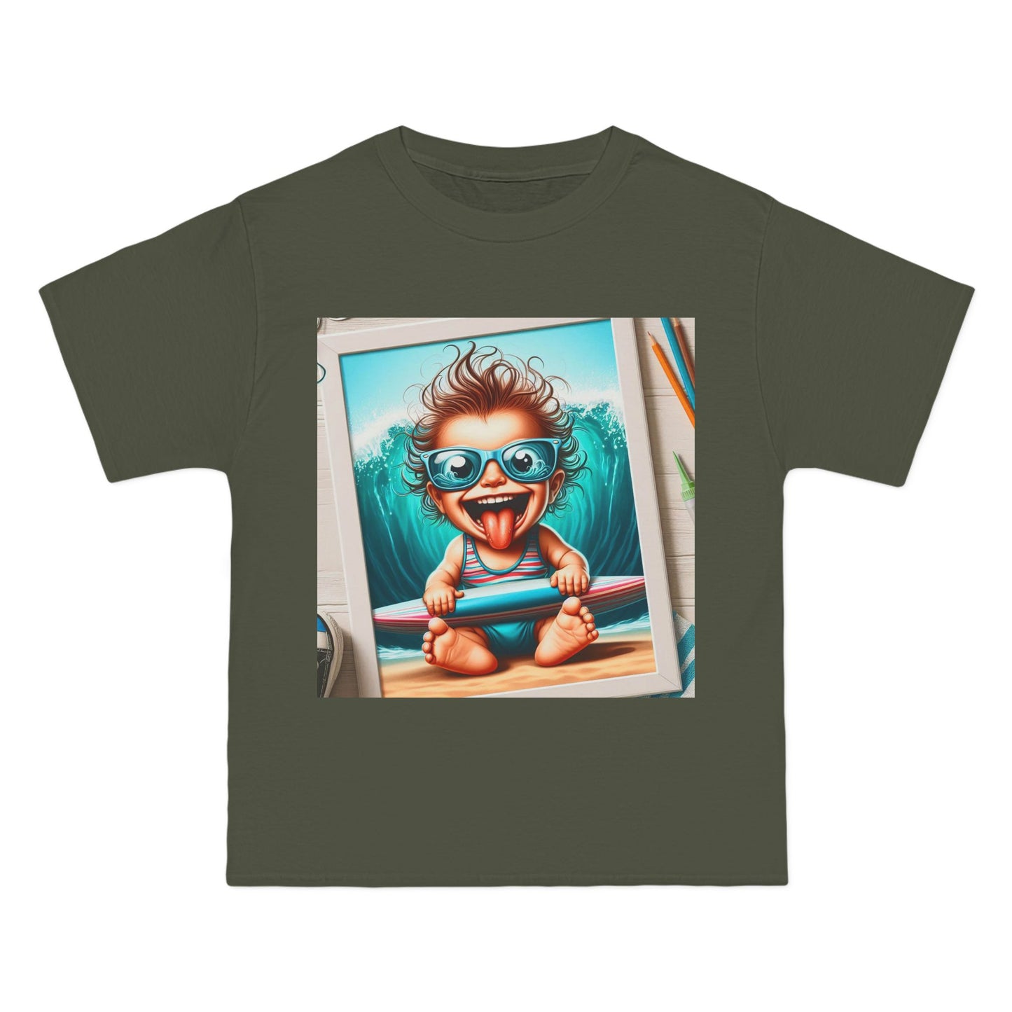 Surfing Baby T-Shirt — Crazy Baby with Surfboard Design