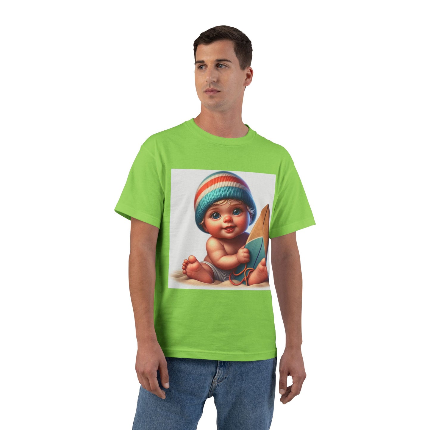 Funny Baby Surfing T-Shirt — Baby with Surfboard Graphic
