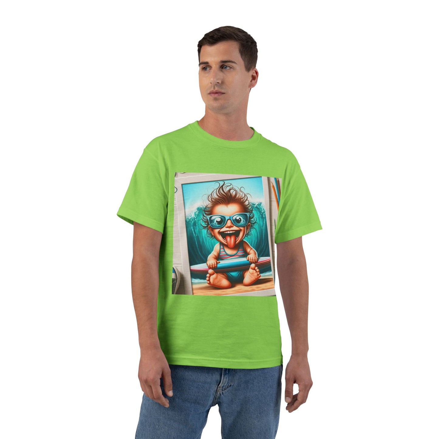 Surfing Baby T-Shirt — Crazy Baby with Surfboard Design