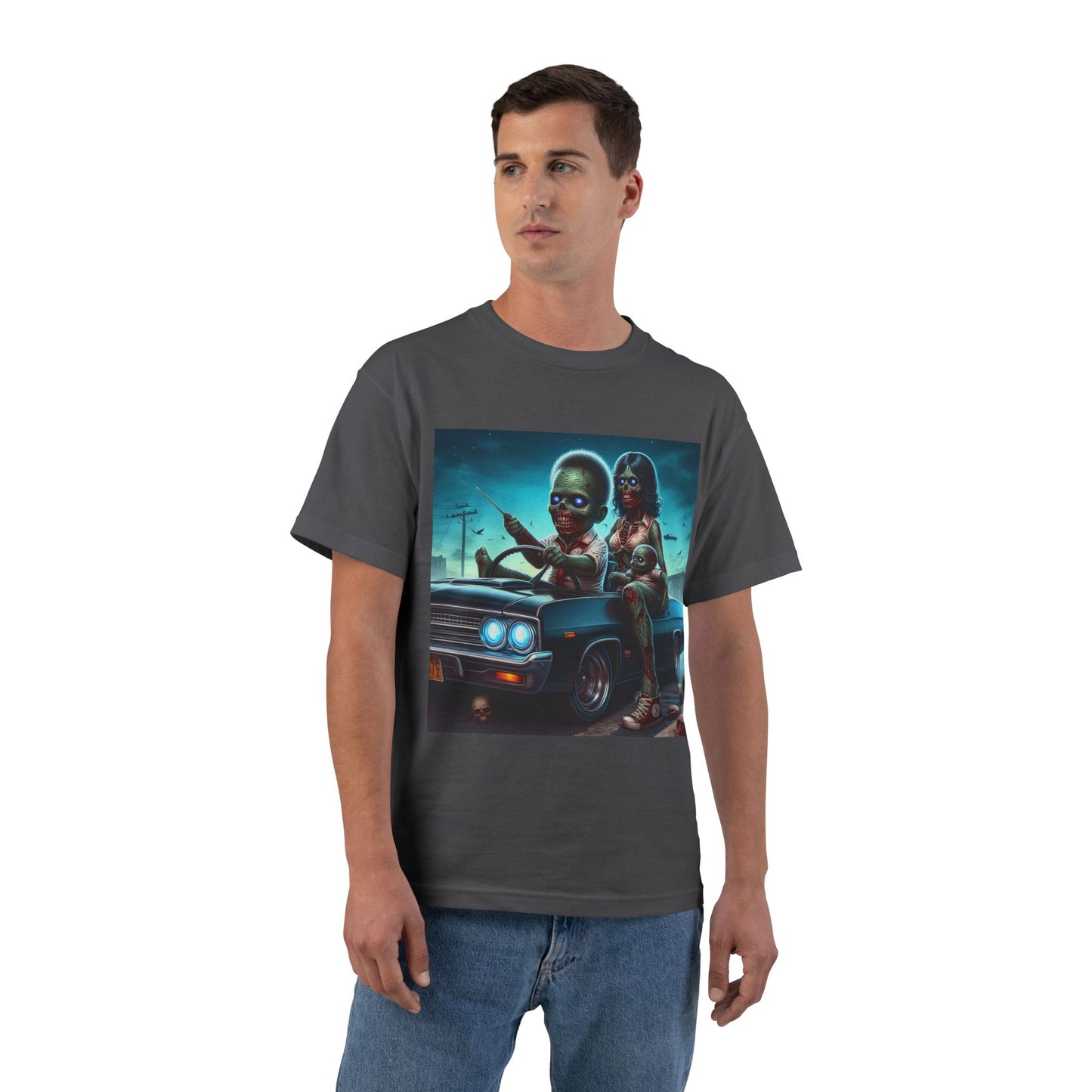 Zombie Baby Family Car T-Shirt — Cute Spooky Driving Crew Tee