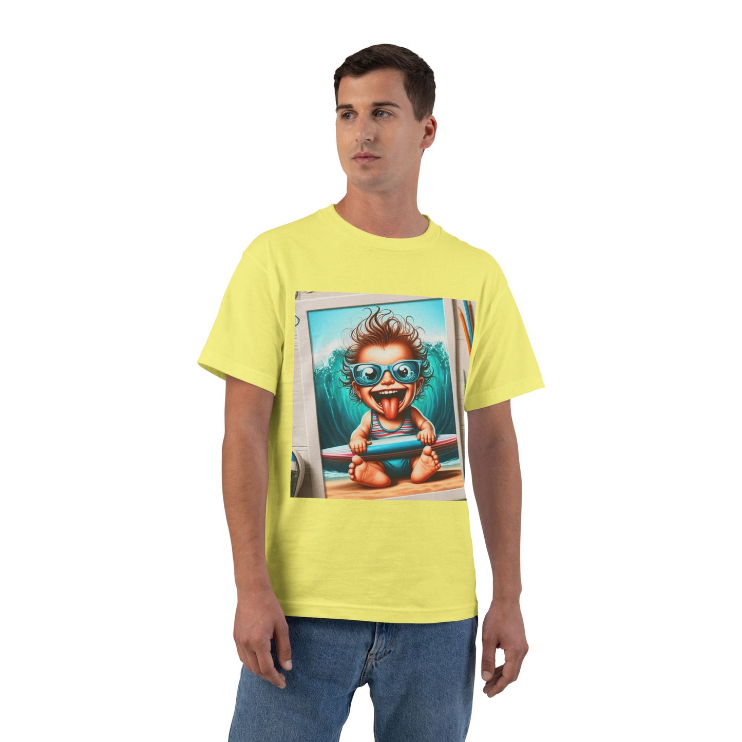 Surfing Baby T-Shirt — Crazy Baby with Surfboard Design