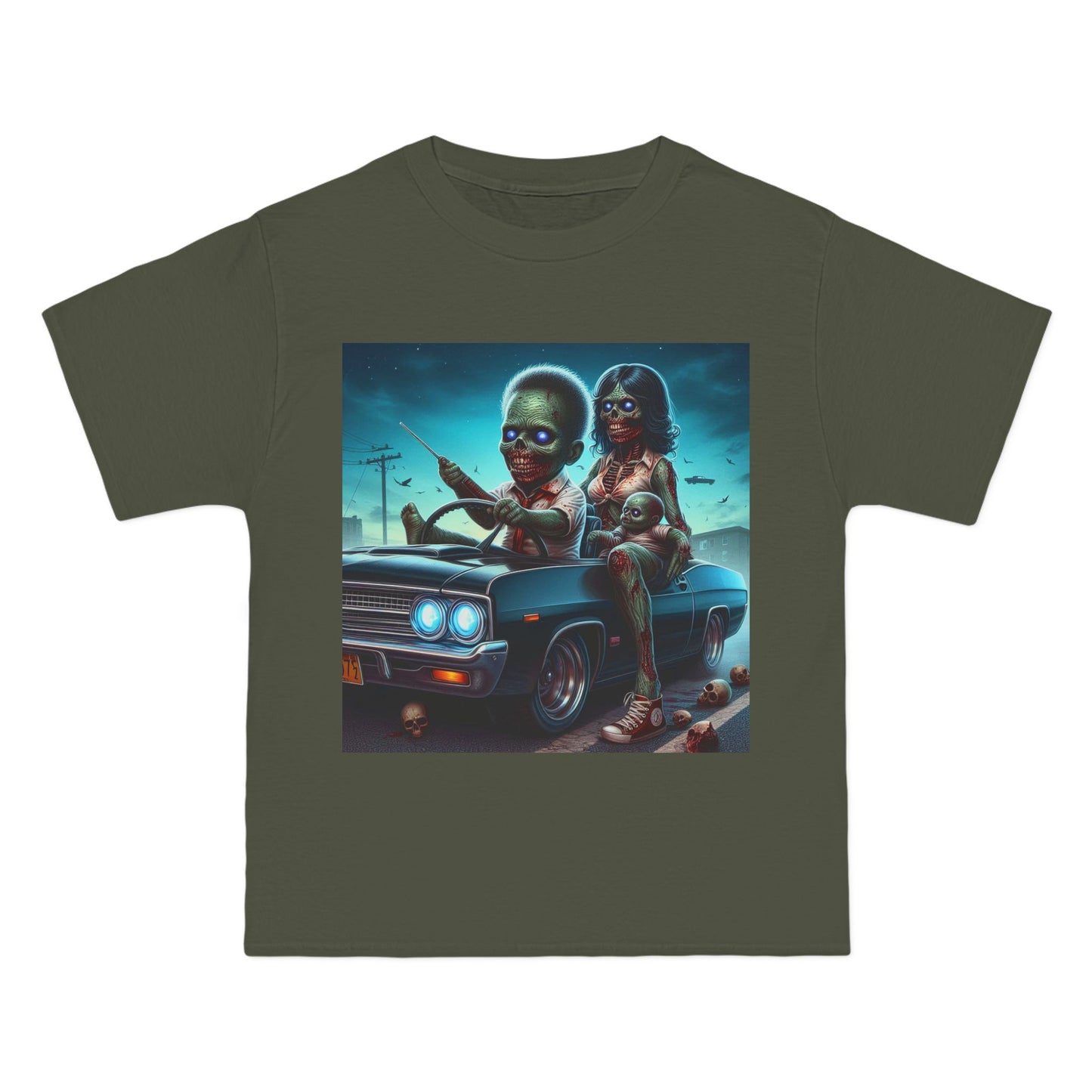 Zombie Baby Family Car T-Shirt — Cute Spooky Driving Crew Tee