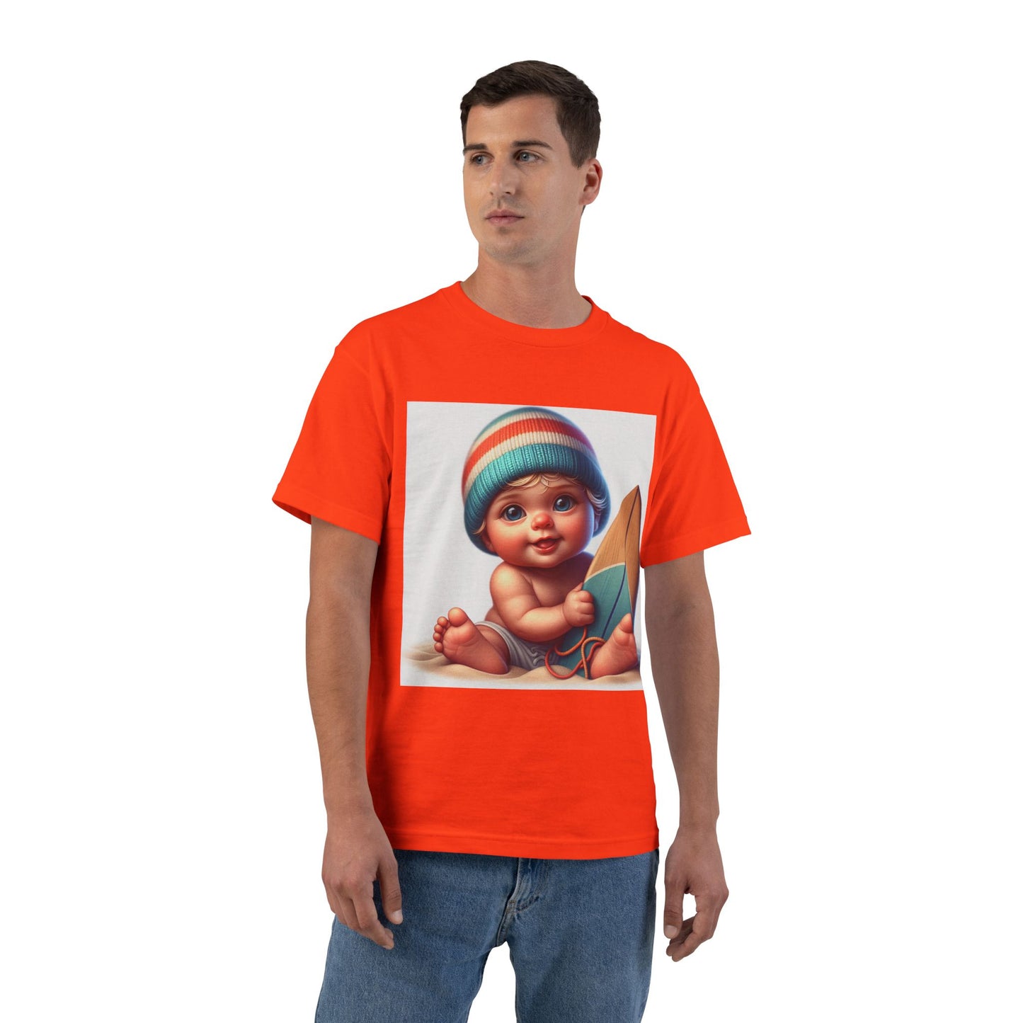 Funny Baby Surfing T-Shirt — Baby with Surfboard Graphic