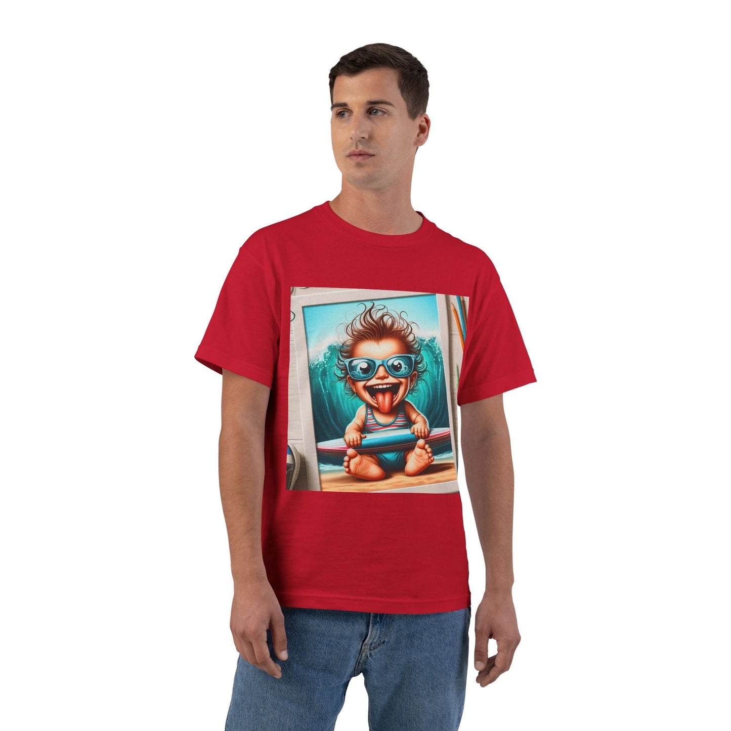 Surfing Baby T-Shirt — Crazy Baby with Surfboard Design