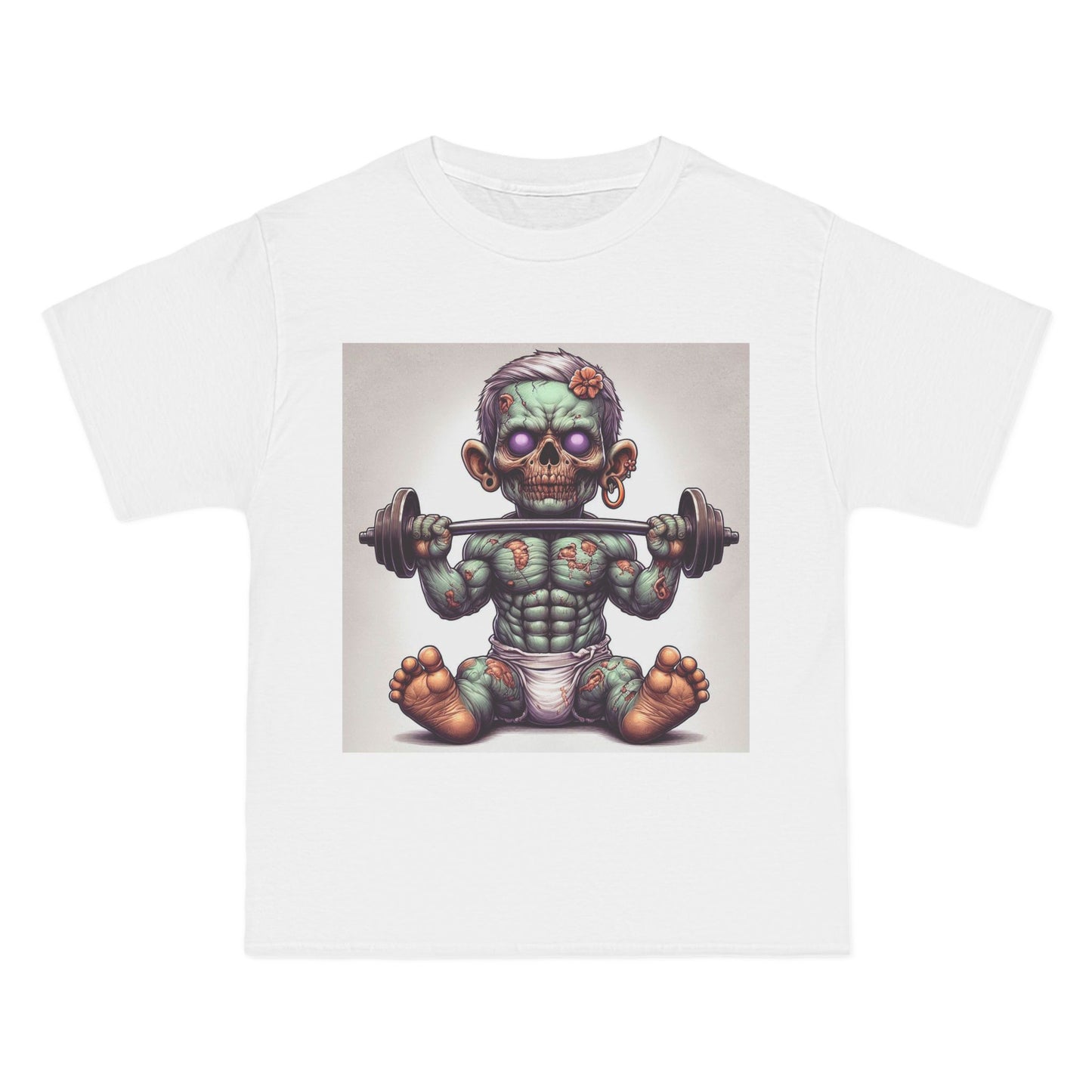 Weightlifting Zombie Baby T-Shirt — Funny Gym Skull Infant Design