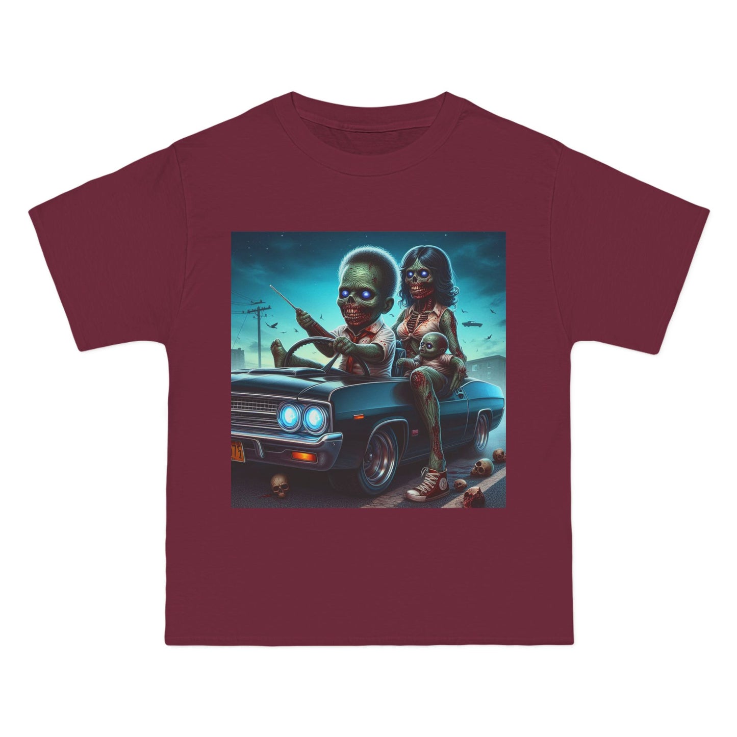 Zombie Baby Family Car T-Shirt — Cute Spooky Driving Crew Tee
