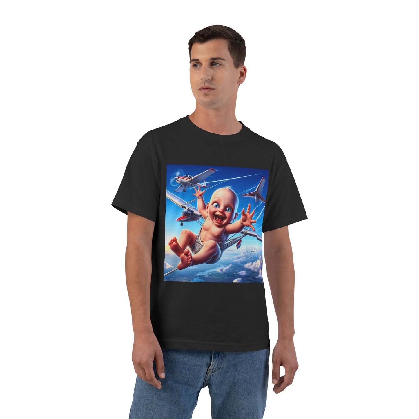 Baby Parachute Graphic T-Shirt — Cute Baby Parachuting Design