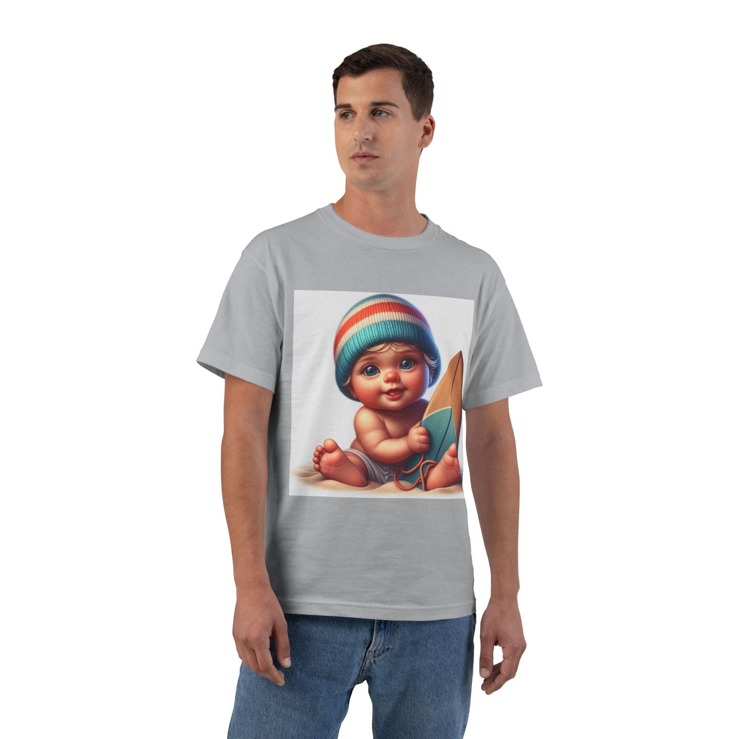 Funny Baby Surfing T-Shirt — Baby with Surfboard Graphic