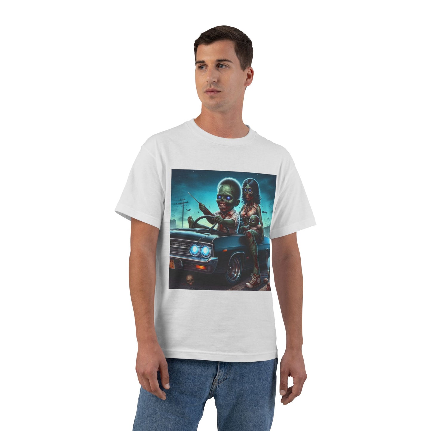 Zombie Baby Family Car T-Shirt — Cute Spooky Driving Crew Tee