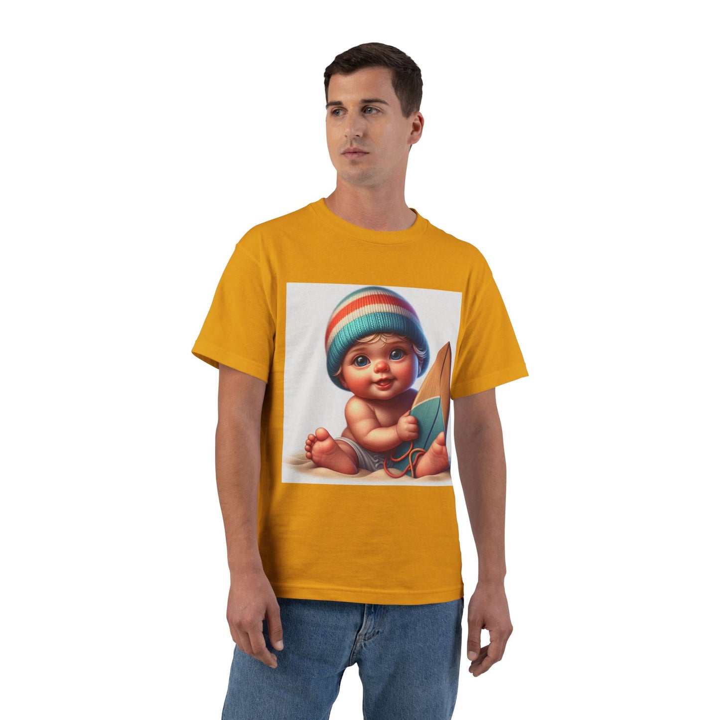 Funny Baby Surfing T-Shirt — Baby with Surfboard Graphic