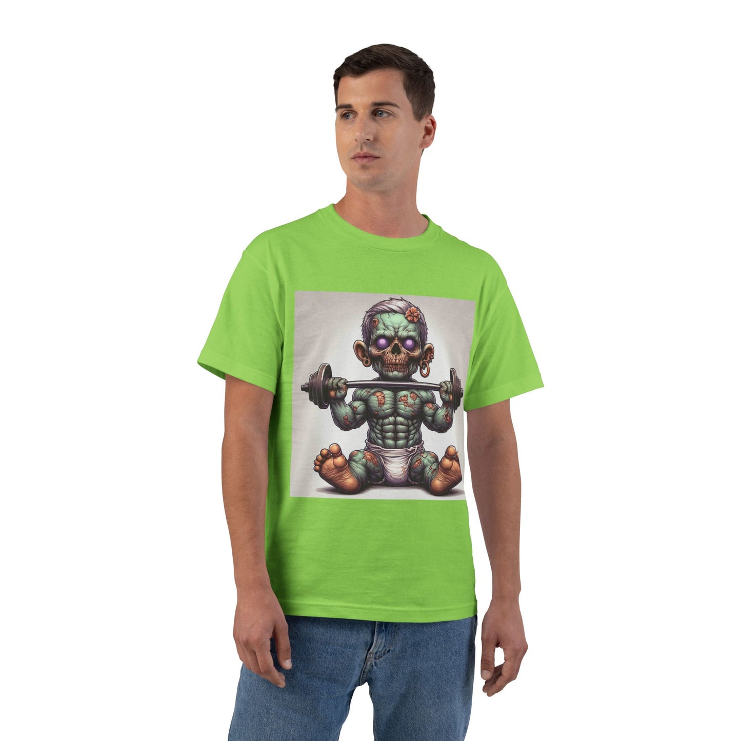 Weightlifting Zombie Baby T-Shirt — Funny Gym Skull Infant Design