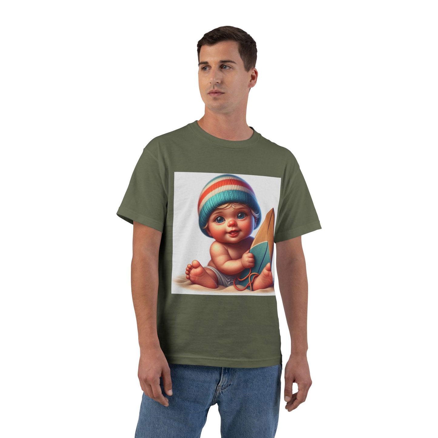 Funny Baby Surfing T-Shirt — Baby with Surfboard Graphic