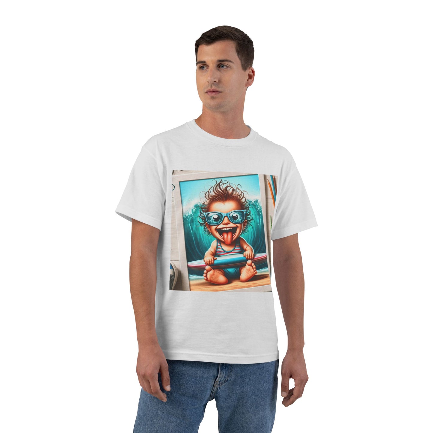 Surfing Baby T-Shirt — Crazy Baby with Surfboard Design