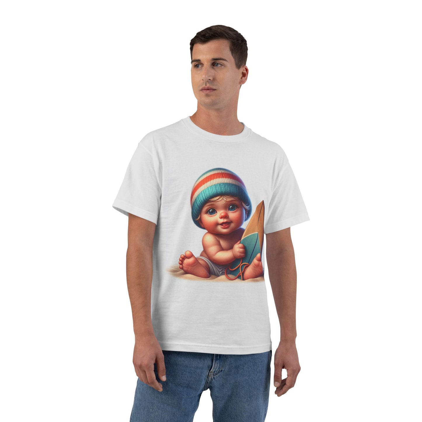 Funny Baby Surfing T-Shirt — Baby with Surfboard Graphic