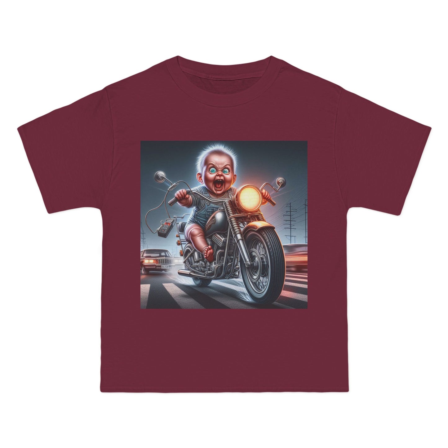 Crazy Baby Riding a Motorcycle T-Shirt — Funny Retro Baby Biker Tee