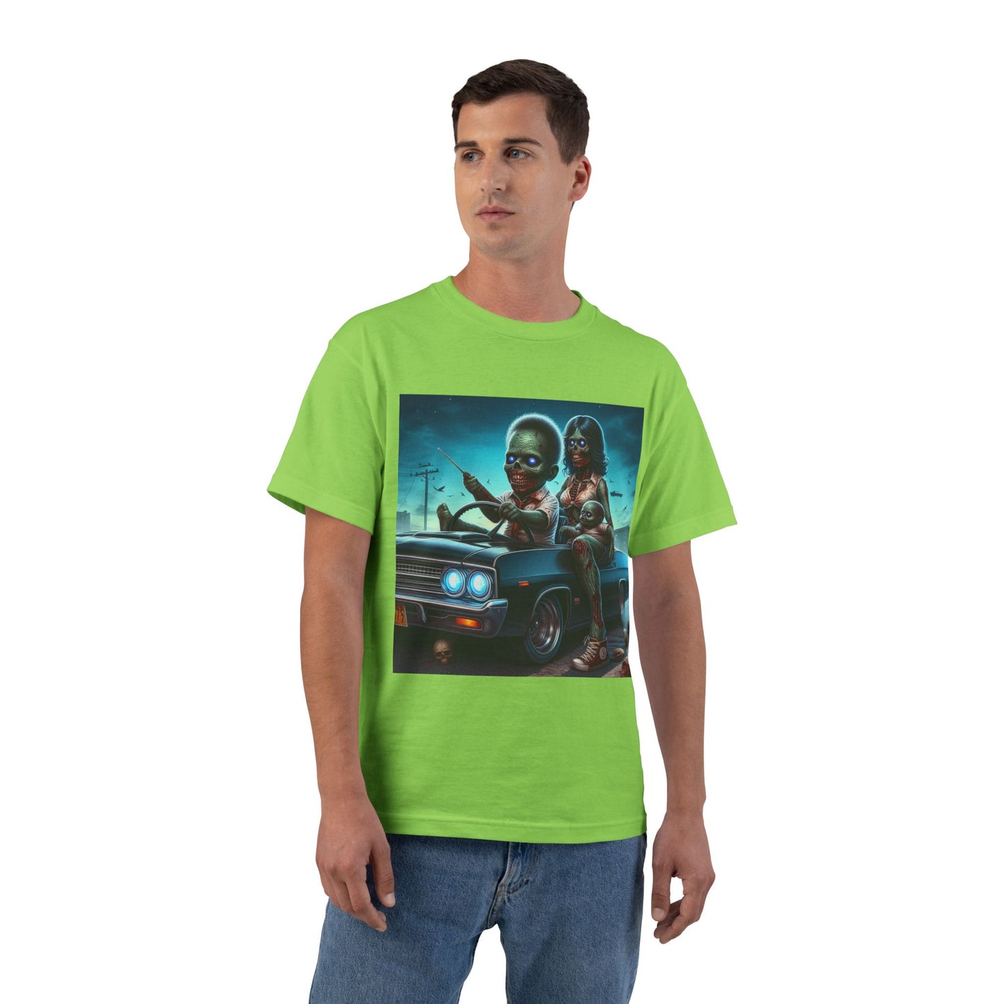 Zombie Baby Family Car T-Shirt — Cute Spooky Driving Crew Tee