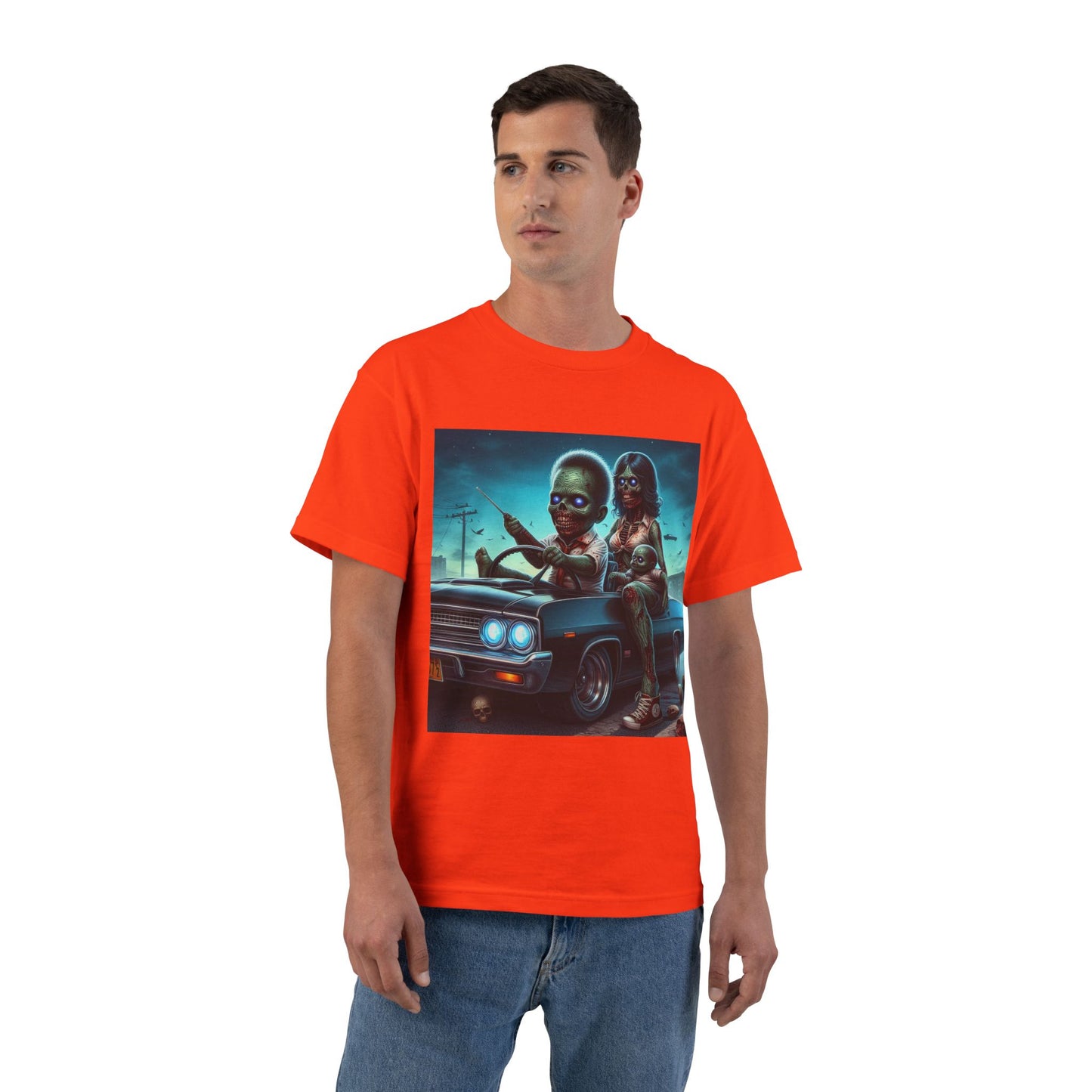 Zombie Baby Family Car T-Shirt — Cute Spooky Driving Crew Tee