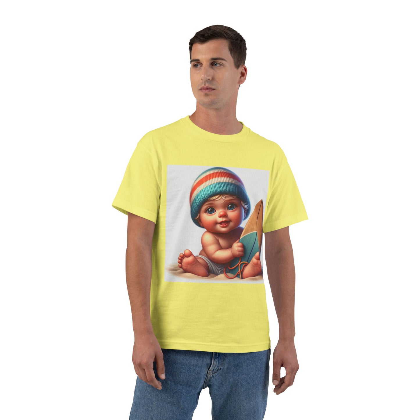 Funny Baby Surfing T-Shirt — Baby with Surfboard Graphic