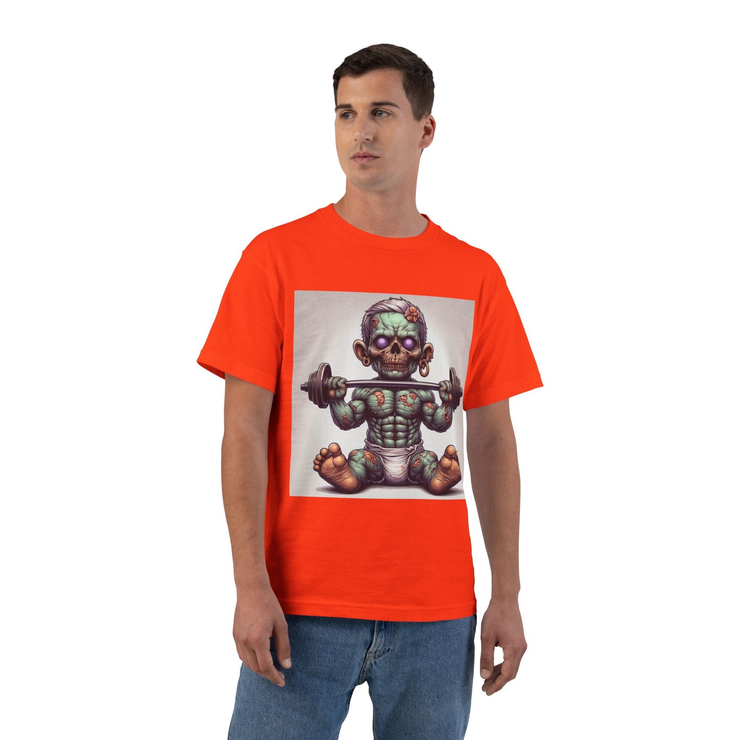 Weightlifting Zombie Baby T-Shirt — Funny Gym Skull Infant Design