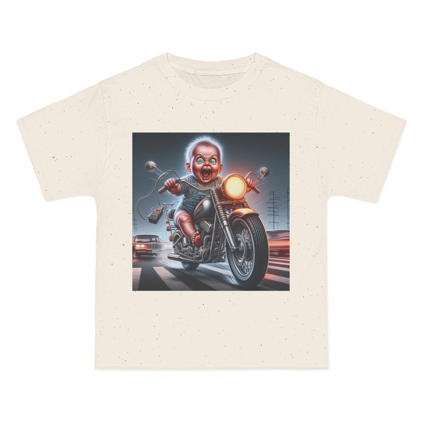 Crazy Baby Riding a Motorcycle T-Shirt — Funny Retro Baby Biker Tee