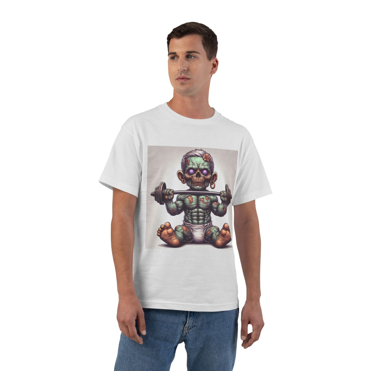 Weightlifting Zombie Baby T-Shirt — Funny Gym Skull Infant Design