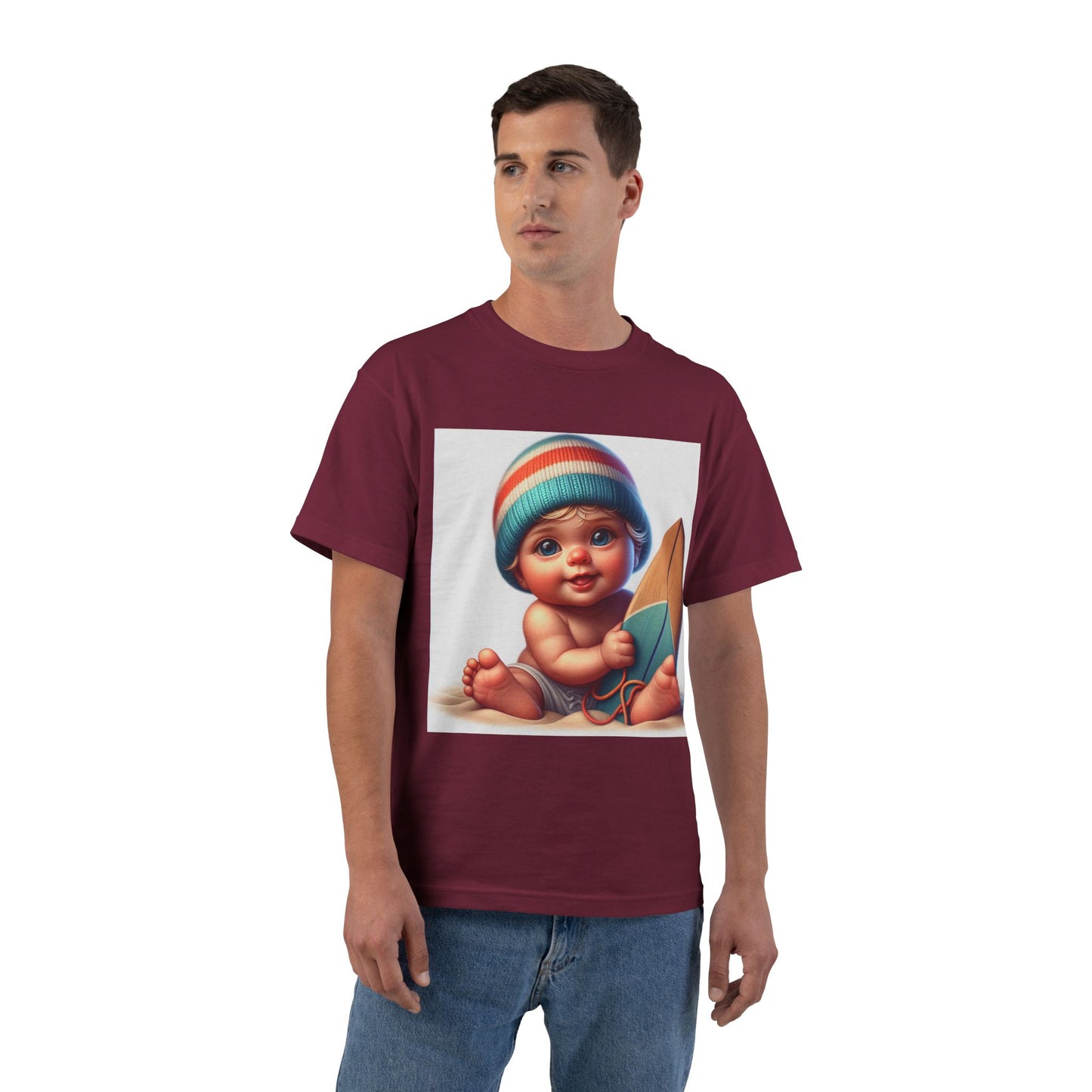 Funny Baby Surfing T-Shirt — Baby with Surfboard Graphic