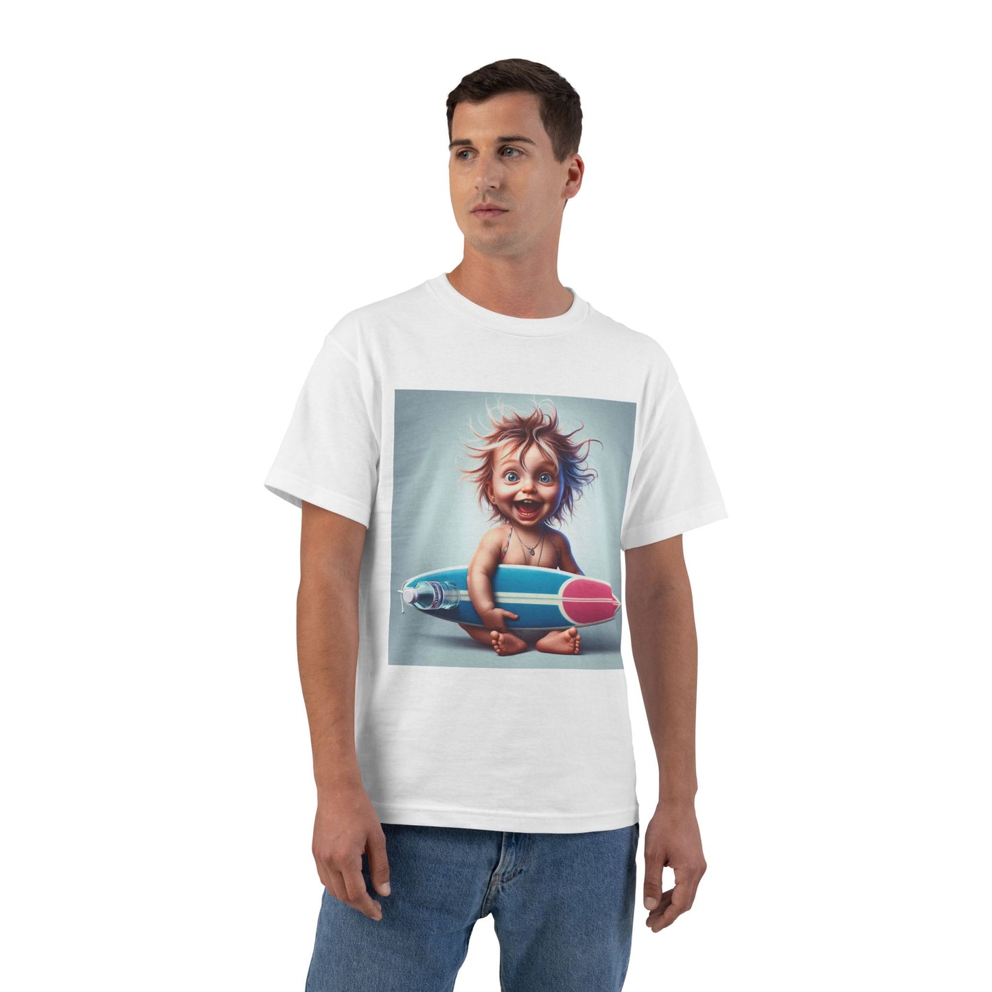 Funny Baby with Surfboard T-Shirt — Cute Surfing Infant Graphic Tee
